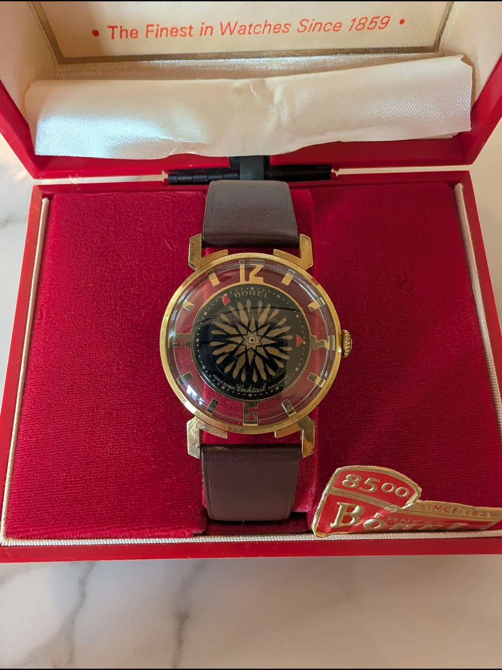 Ernest Borel Cocktail Mens 32mm Kaleidescope Mystery Dial Rare In Box